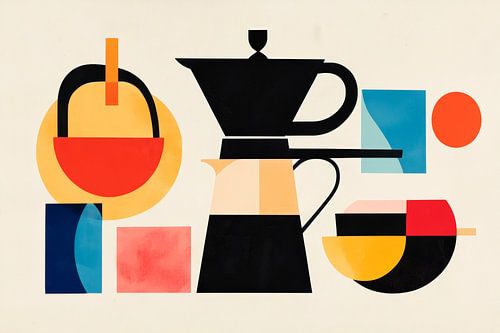 Koffiegefluister: kleuren en vormen Creatief koffiekunstwerk