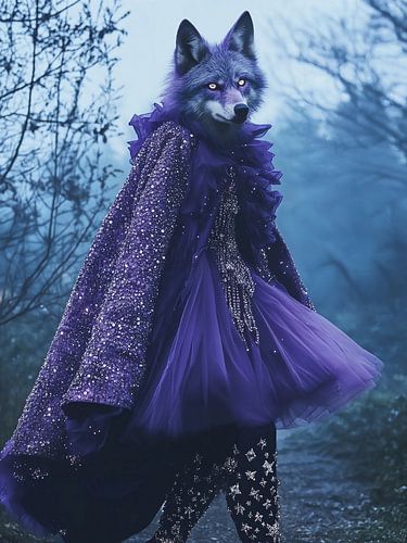 Wolf in heksenkleren om middernacht