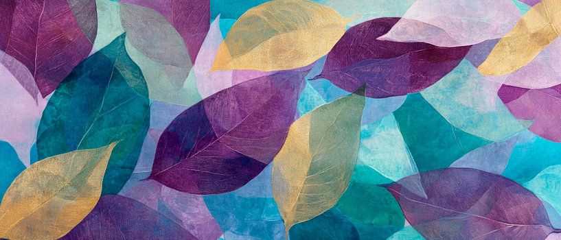 Colourful leaves on soft colours by Poster Art Shop