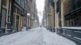 Verschneites Rotlichtviertel in Amsterdam Niederlande im Winter von Eye on You