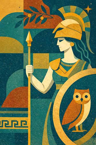 Griekse Godin Athena schilderij.