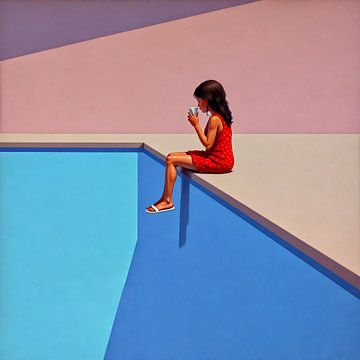 Gelassenheit am Pool in kräftigen Farben von Jan Keteleer