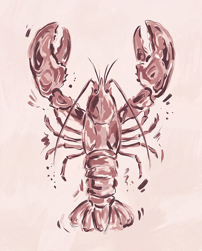 Moderne Hummer-Illustration in sanften Farbtönen