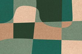 Modern art in retro style. Abstract organic shapes in green and beige no. 4 by Dina Dankers