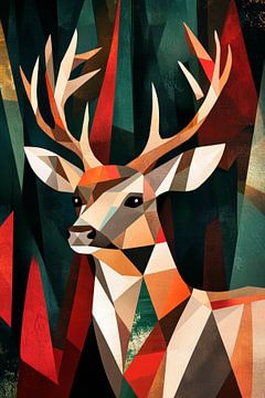 Geometrische herten in het kleurenspel van de natuur van Poster Art Shop