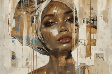 Modern and abstract portrait in earth tones by Carla Van Iersel