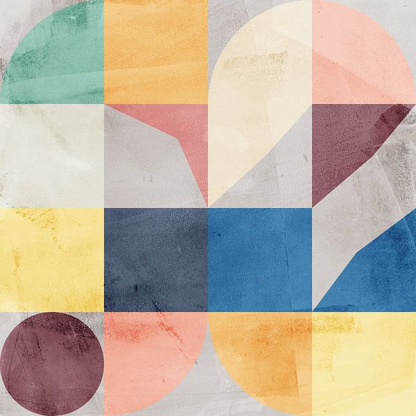 Moderne abstrakte geometrische Kunst im Retro-Stil. Pastellfarben I. von Dina Dankers