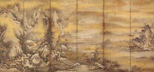 Landschap van de vier seizoenen, een van een paar, Shikibu Terutada