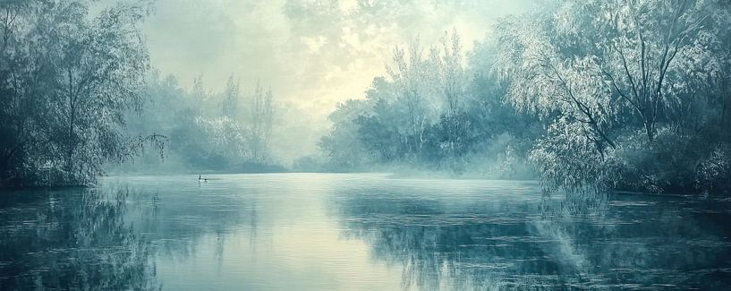 Ruhiger Fluss | Gelassene Landschaft mit blauem Wasser von Kunst Laune