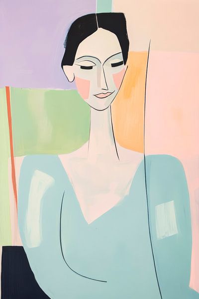 Portrait of a woman in soft pastel colours by Poster Art Shop