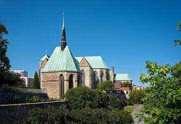 Magdalenenkapelle en Petrikirche aan de oever van de Elbe bij Maagdenburg van Heiko Kueverling