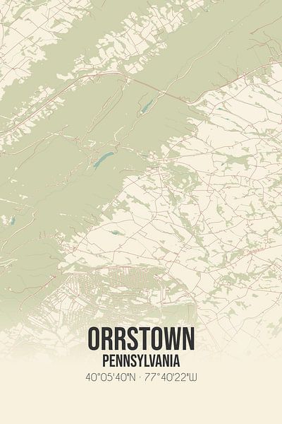 Carte ancienne d'Orrstown (Pennsylvanie), USA. par Affiches de lieux