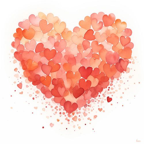 Hart in rode en roze tinten