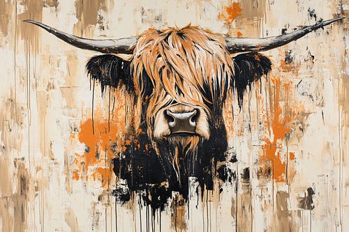 Stoere Schotse hooglander schilderij