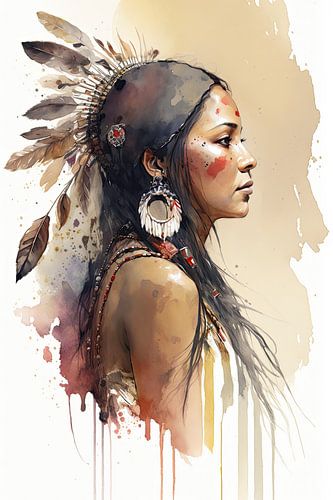 Water verf schilderij indiaan