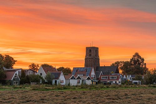 Zonsondergang bij de Ransdorper Toren in Amsterdam