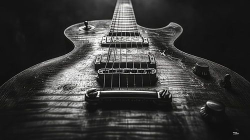 Muziekinstrument in zwart-wit