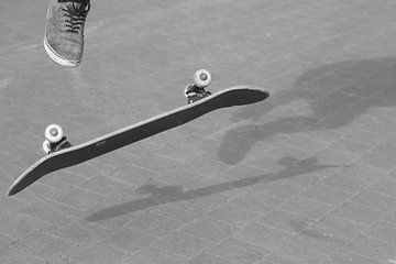 Skateboarder and his shadow by Berthilde van der Leij
