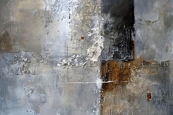 Abstrakte Malerei, grau, weiß und braun 