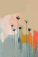 Botanical print in Japandi style, pastel colours