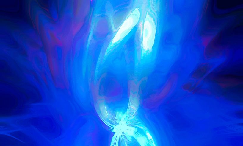 Lichtgevende Lotus Zen Abstractie Marine Blauw van Mad Dog Art