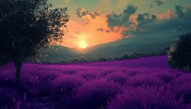 Lavender fields artistic panorama