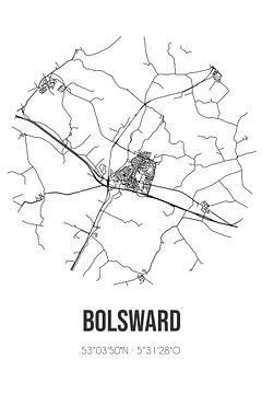 Bolsward (Fryslan) | Landkaart | Zwart-wit van Rezona