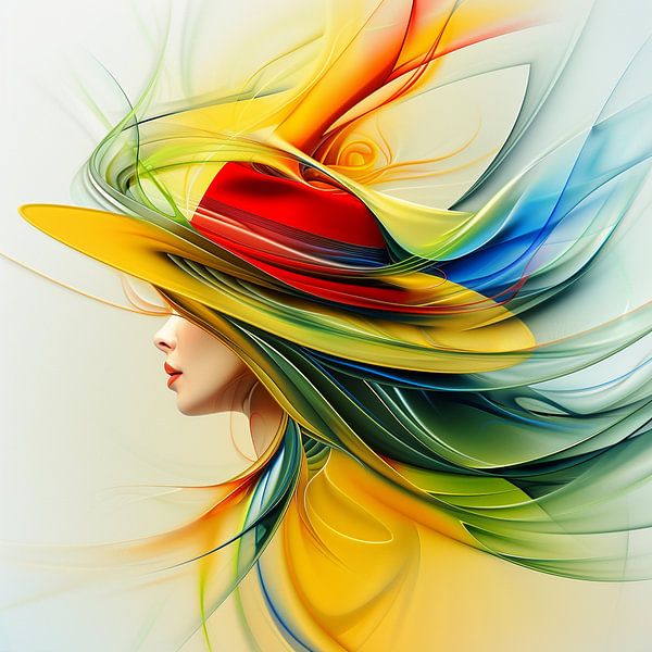 Femme élégante avec chapeau - 2 | Abstrait par Karina Brouwer