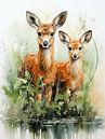 Tender tableau | watercolour | deer by Eva Lee thumbnail