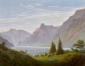 Landschap met bergmeer, ochtend, Caspar David Friedrich van Meesterlijcke Meesters thumbnail