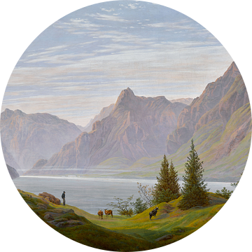 Landschap met bergmeer, ochtend, Caspar David Friedrich