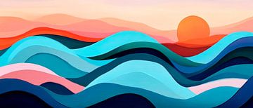 Colourful waves of twilight by Poster Art Shop