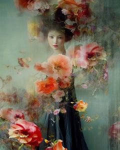 Portrait "Flower power" en couleurs pastel sur Carla Van Iersel