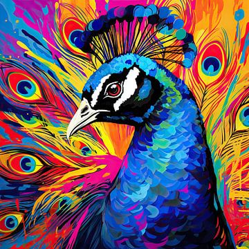 Colorful Peacock van Blikvanger Schilderijen