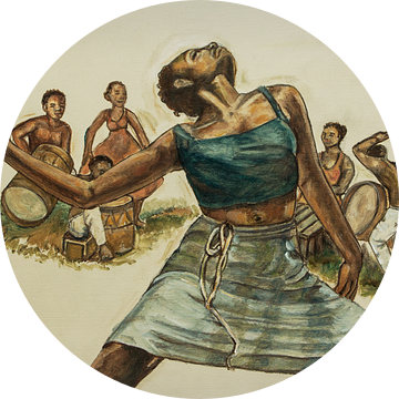 Afrikaans festival, dans met trommel van David Morales Izquierdo