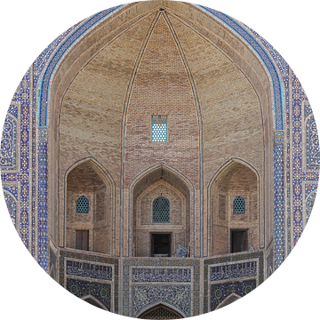 Blauwe mozaïek tegels op een moskee in Oezbekistan van Photolovers reisfotografie