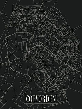 Stadskaart Coevorden - Stad - Donkere variant - Plattegrond van Locus Studio
