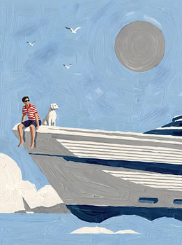 Yacht-Tag mit Hund
