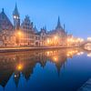 Blue Hour brumeuse à Gand (2) sur Luc van der Krabben