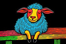 Bright sheep on dark background von Art & Soul Creations