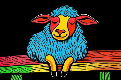 Fel schaap op donkere achtergrond