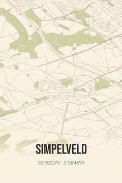 Vintage landkaart van Simpelveld (Limburg) van MijnStadsPoster