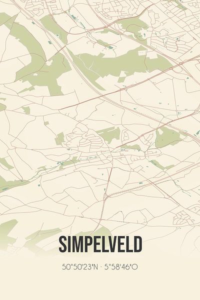 Vintage map of Simpelveld (Limburg) by Prints of Place