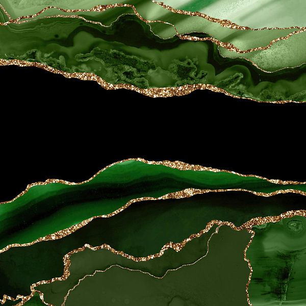 Green &amp; Gold Agate Texture 11 von Aloke Design