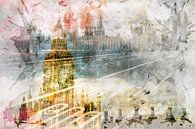 Stadskunst Big Ben & Westminster Bridge II van Melanie Viola thumbnail