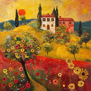 Rode zon in Toscane van ARTemberaubend