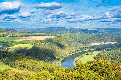 View over the Elbe to Saxon Switzerland