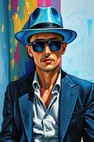 Casual man in een blauw pak