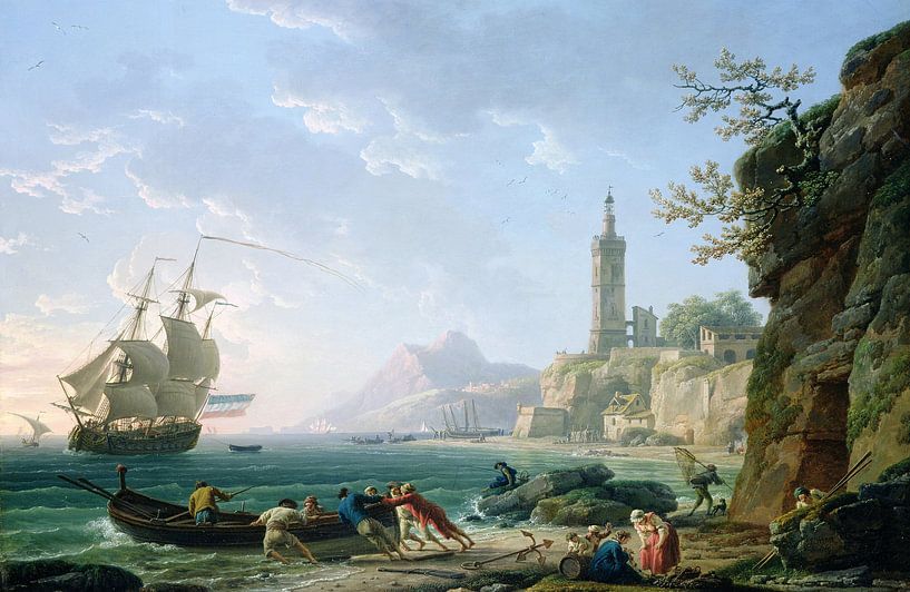 Claude Joseph Vernet,A Mediterranean coastal landscape by finemasterpiece
