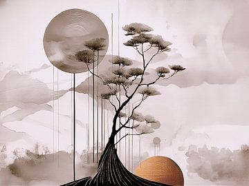 Japandi - WabiSabi art - Series: Japanese Landscape -5 by Studio Pieternel